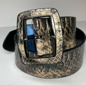 Vera Wang Faux Reptile Belt Black Tan New
